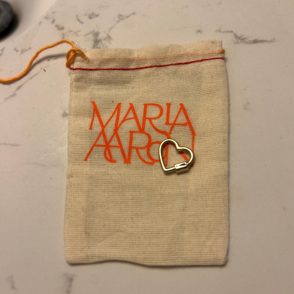 Marla Aaron Heart Lock “Lock Your Mom” Sterling Silver Carabiner Charm - Picture 2 of 5